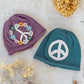 Peace Sign | Children's Organic Cotton Beanie | Blue