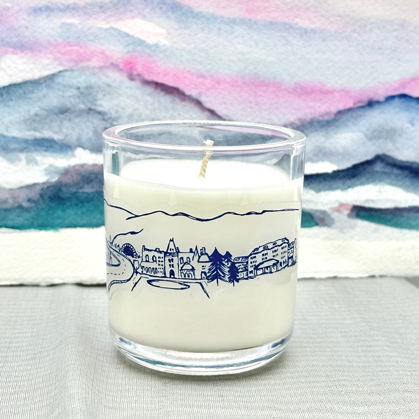 Asheville Cityscape Icons Lavender Candle | No.1797 - The ASHEVILLE Co.™ 