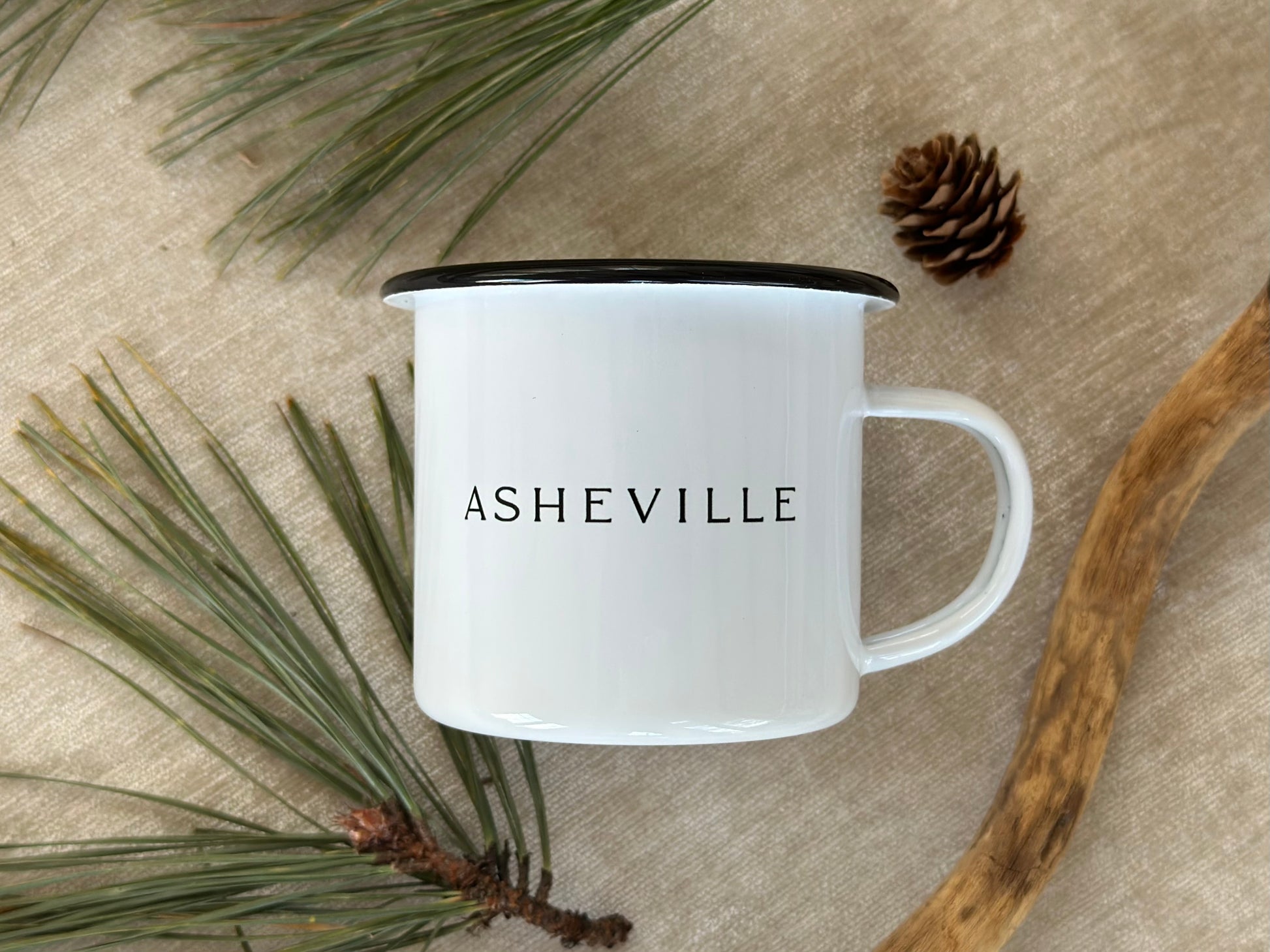 Asheville Mug White and Black 