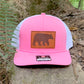 Burton's Stroll Leather Patch ASHEVILLE | Richardson 112 Trucker Hat | Hot Pink and White