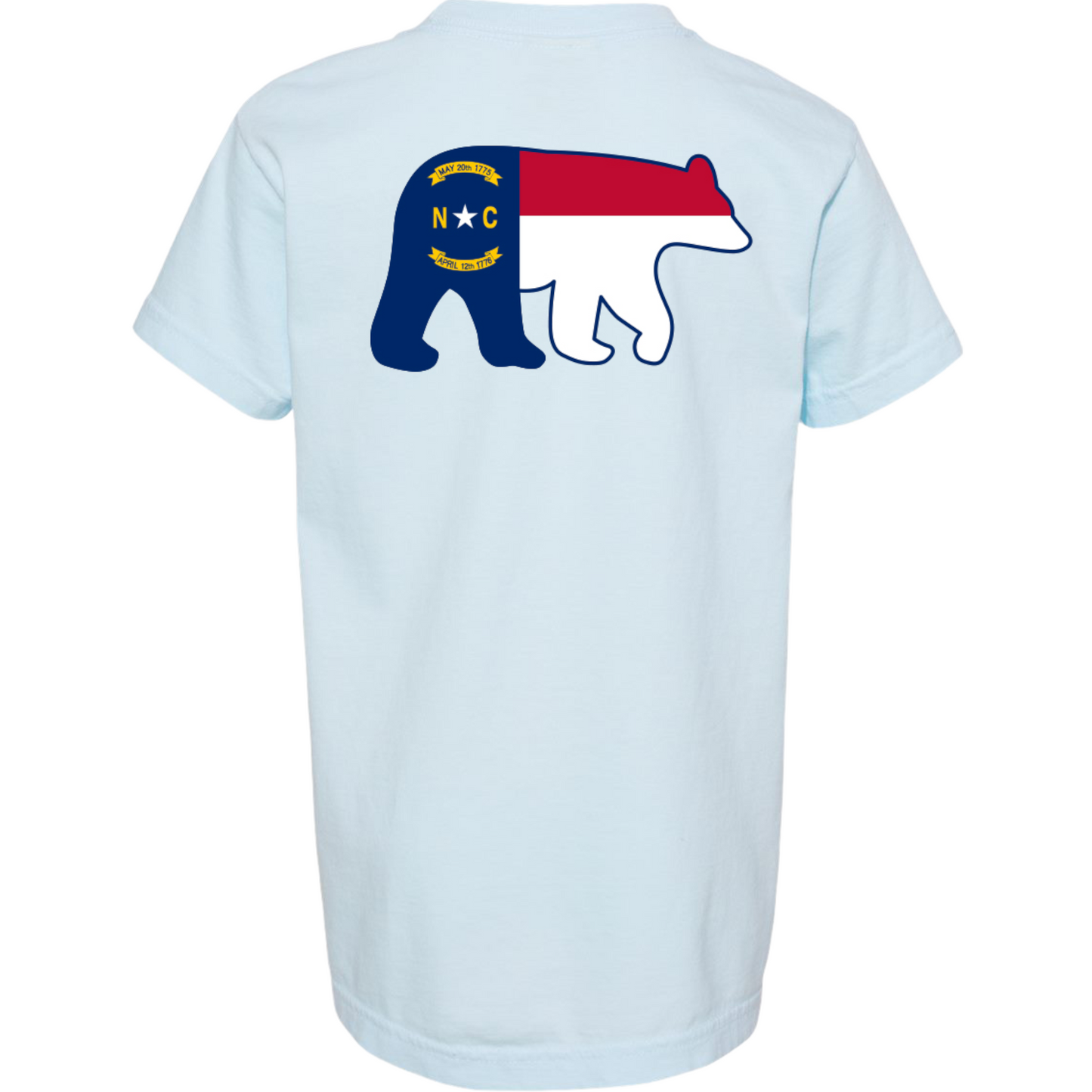 Kids NC Flag Bear T-Shirt Chambray - The ASHEVILLE Co. TM