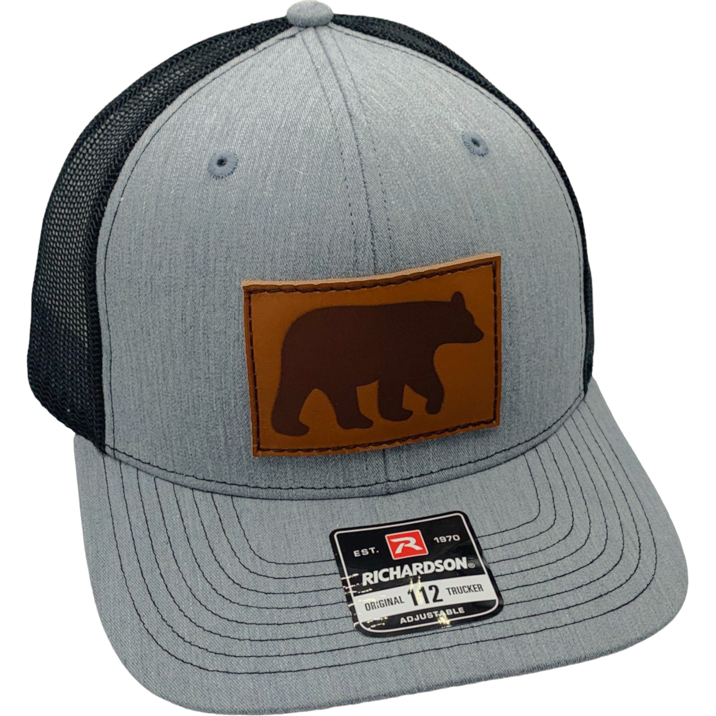 Burton Leather Patch Trucker Baseball Hat Grey and Black - The ASHEVILLE Co. TM