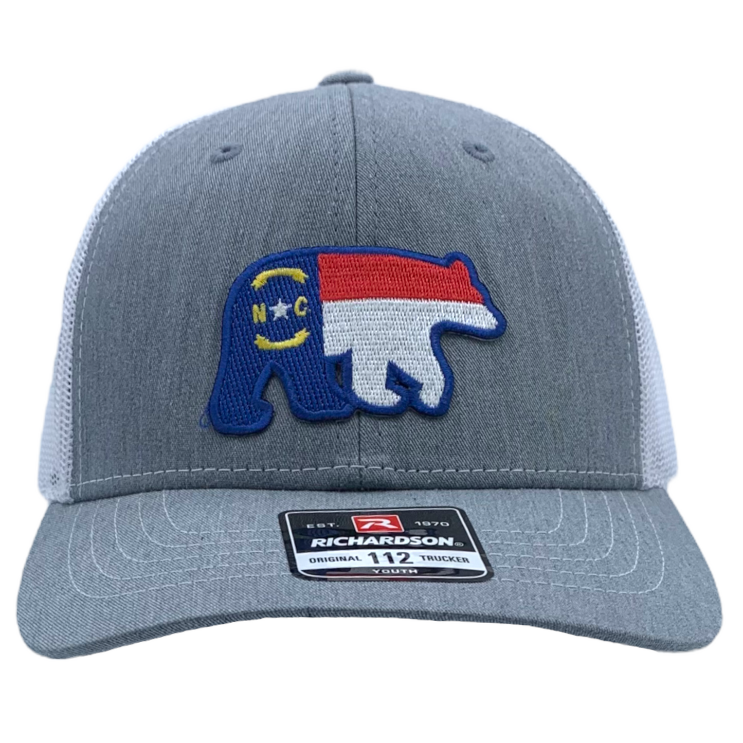 NC Bear Patch Youth 112 Heather Grey and White - The ASHEVILLE Co. TM