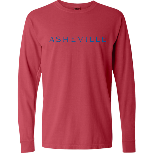 ASHEVILLE Cityscape Long Sleeved T-Shirt in Crimson Red & Parkway Blue - The ASHEVILLE Co. TM