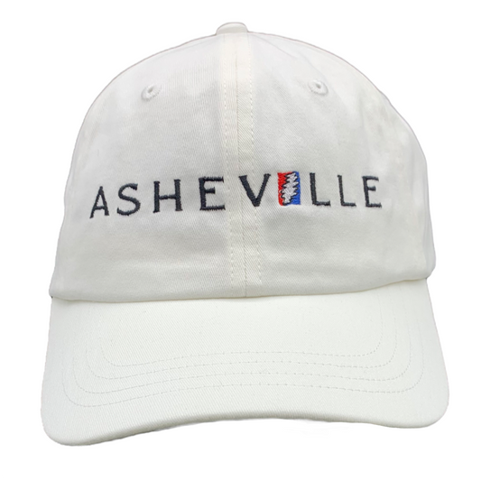 ASHEVILLE Baseball Hat with Grateful Dead Bolt in White - The ASHEVILLE Co. TM