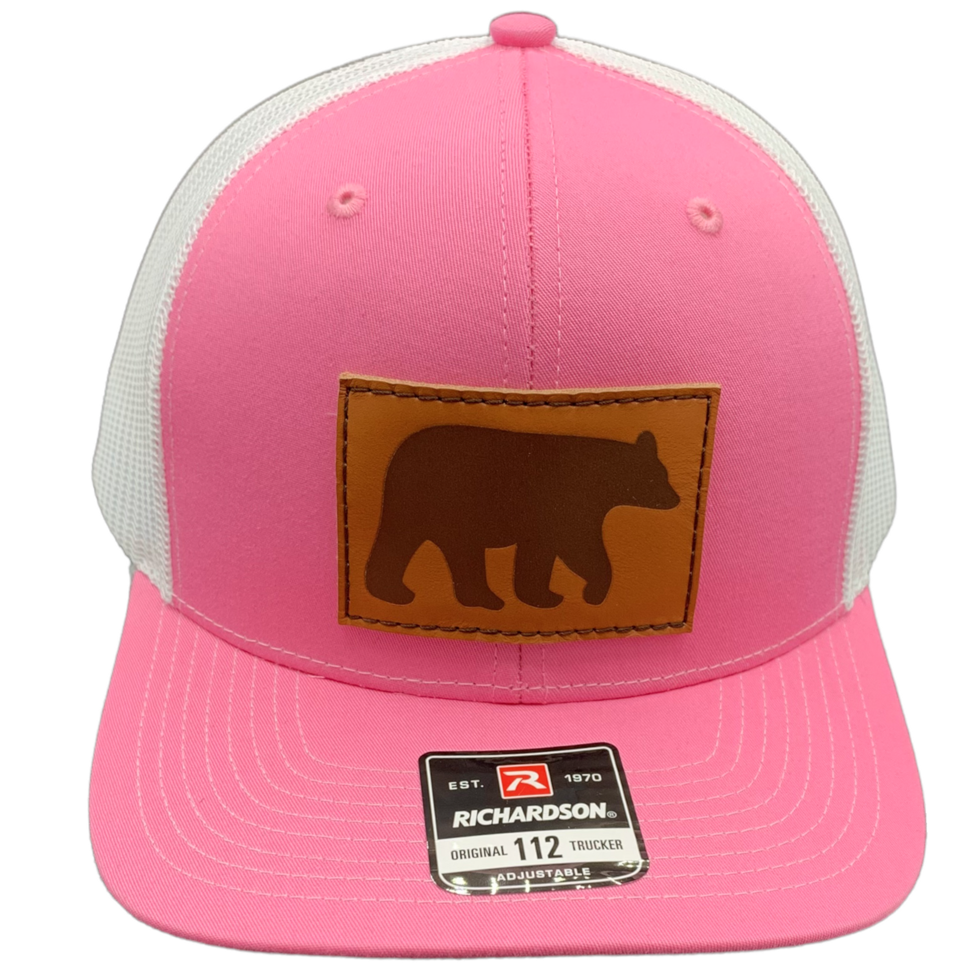 Burton Leather Patch Trucker Baseball Hat Hot Pink and White - The ASHEVILLE Co. TM