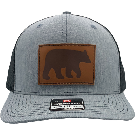 Burton Leather Patch Trucker Baseball Hat Grey and Black - The ASHEVILLE Co. TM