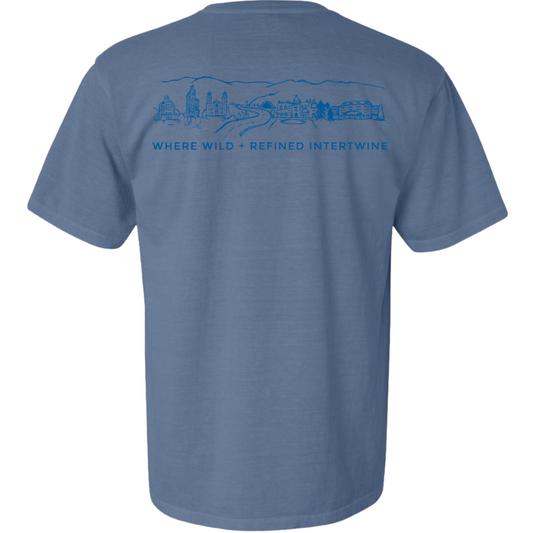 ASHEVILLE Cityscape T-Shirt in Blue Jean & Parkway Blue - The ASHEVILLE Co. TM
