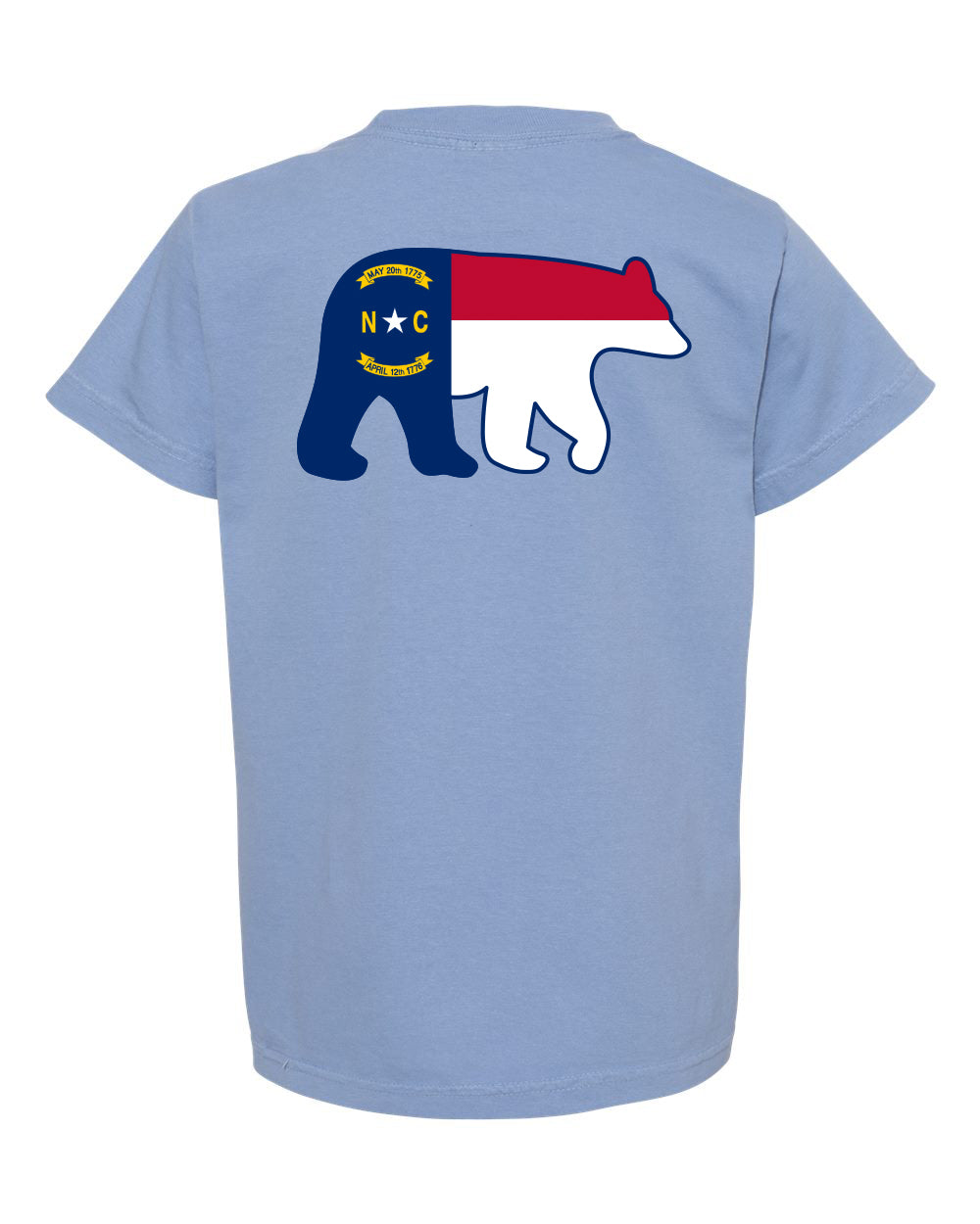 Kids NC Flag Bear T-Shirt Washed Denim - The ASHEVILLE Co. TM